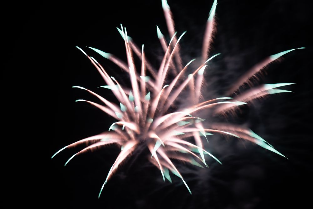 Bright fireworks on night sky