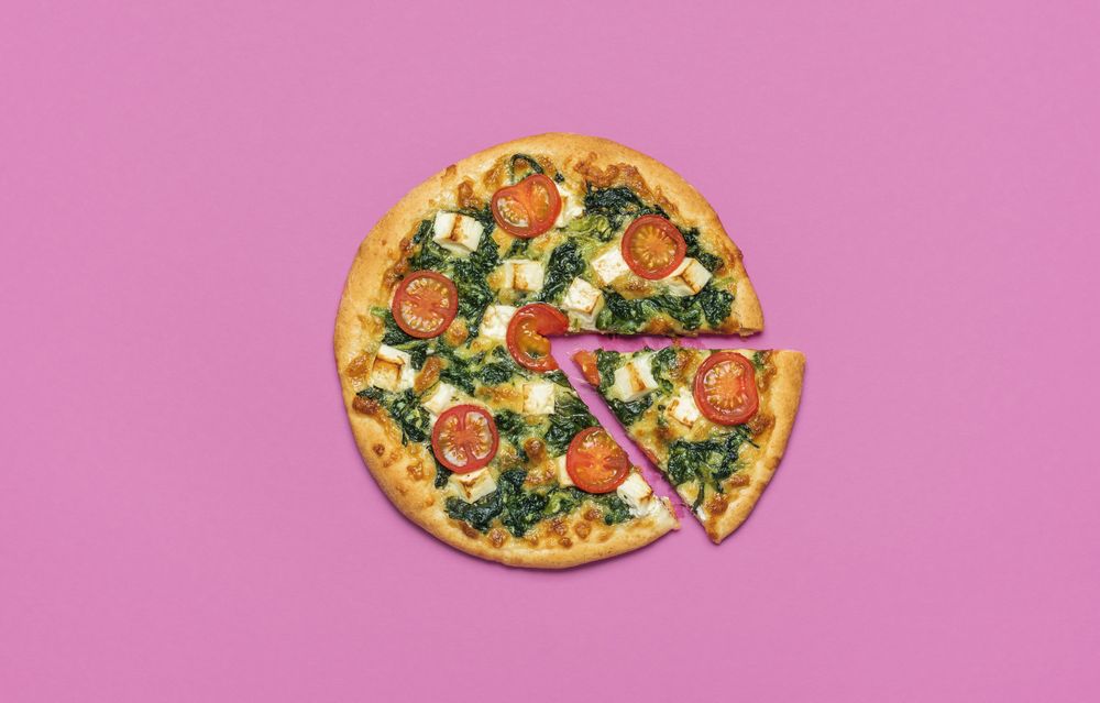 Vegetarian pizza top view