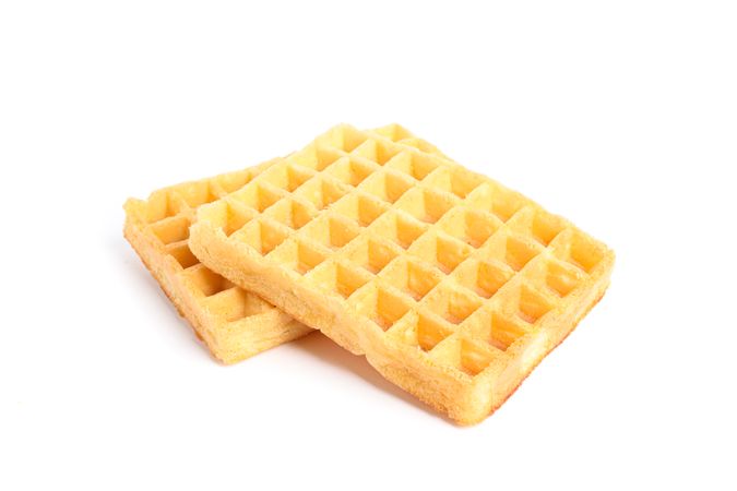 Sweet Belgian waffles isolated on blank background