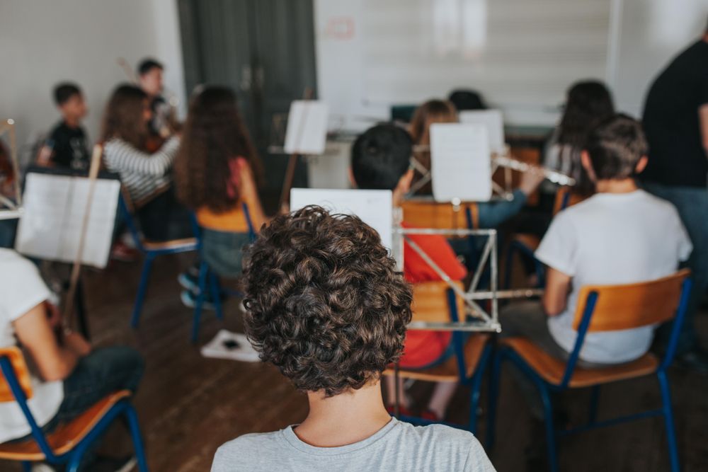 Group of students at band practice