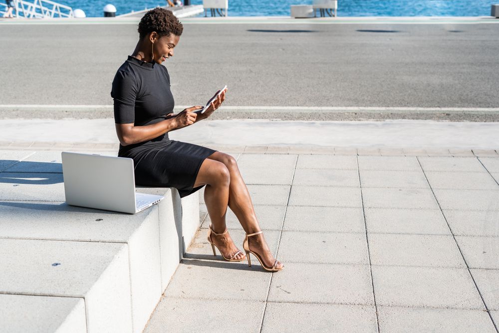 Black woman using mobile phone