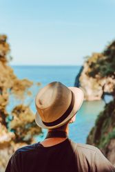 Female tourist contemplating picturesque landscape