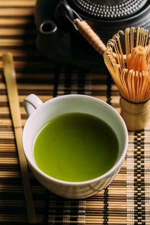 Preparing matcha tea