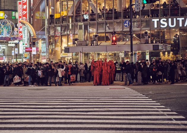 Japan - Tokyo, Shibuya Japan - November 29th, 2019: Red Rebel Brigade ends protest