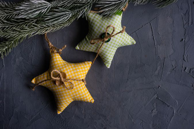 Two sewed star tree ornaments