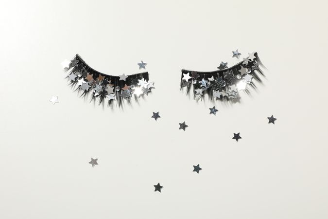 False eyelashes, concept of different makeup accessories