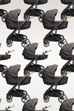 Motif of dark baby carriages