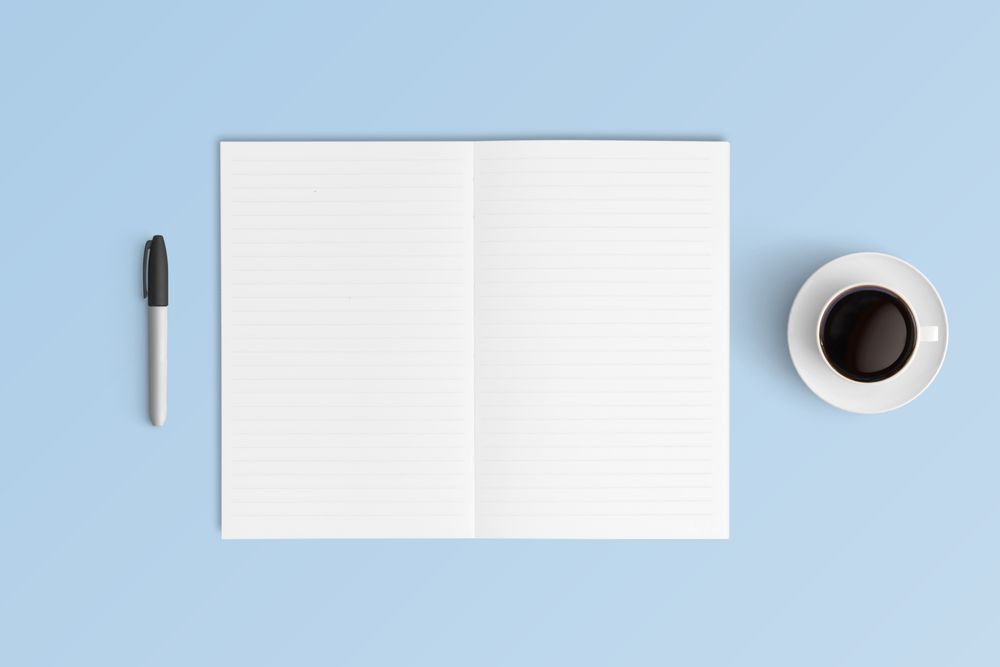 Modern workspace with  copy space on color background