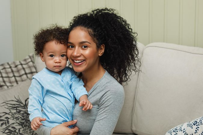 Portrait of little boy with his mother