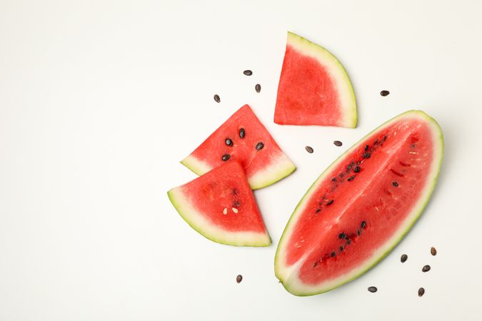 Composition with watermelon slices on blank background. Summer fruit