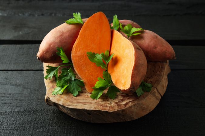 Concept of vegetables, tasty sweet potato, Batat