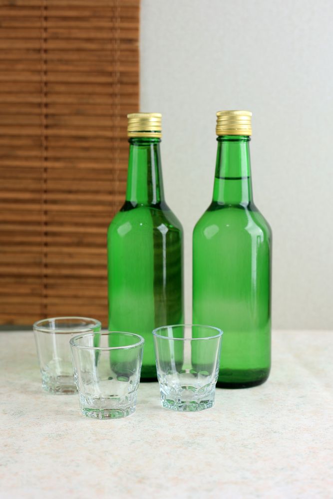 Bottle and Shot Glass with Soju