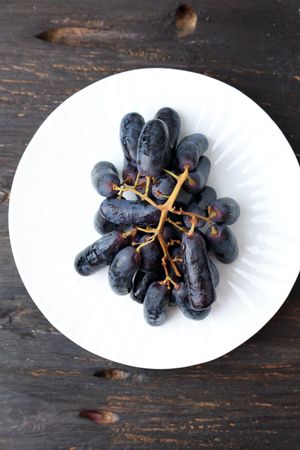 Purple Witch Finger Grapes or Sapphire Grape on Plate