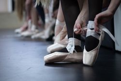 Line of ballerinas in shoes