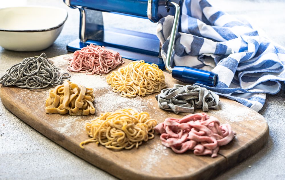 Variety of freshly made Italian homemade pasta