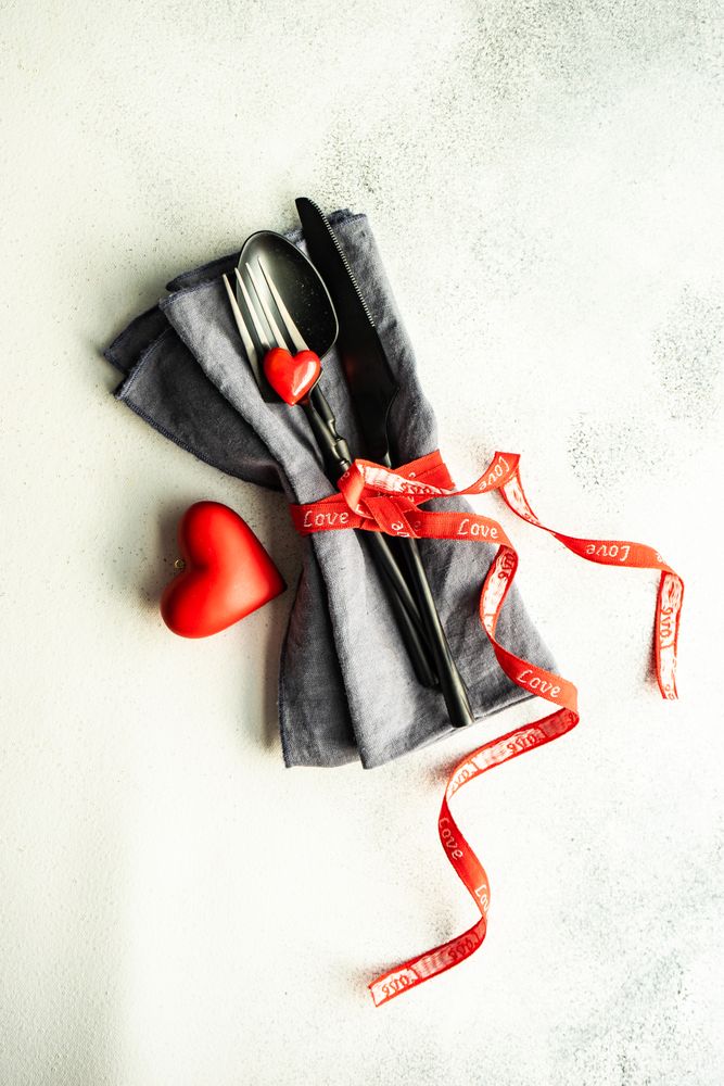 Cutlery for Valentine's day with hearts