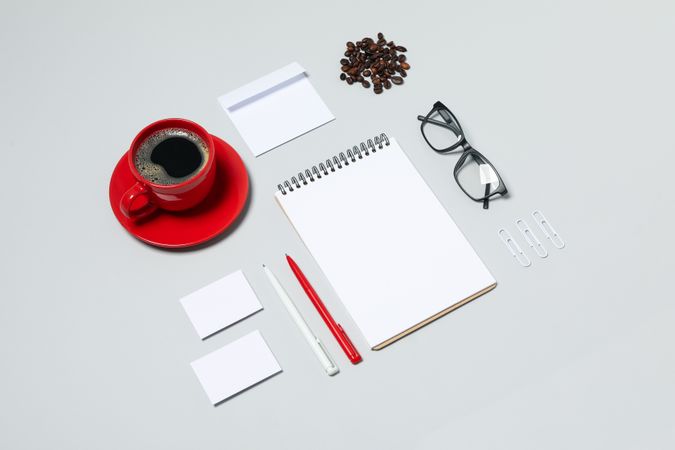 Mockup business brand template on light gray background, space for text