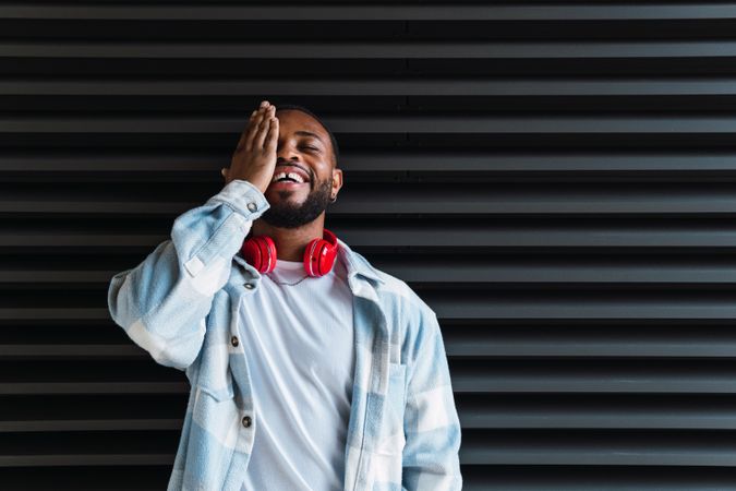 Happy Black man with headphones