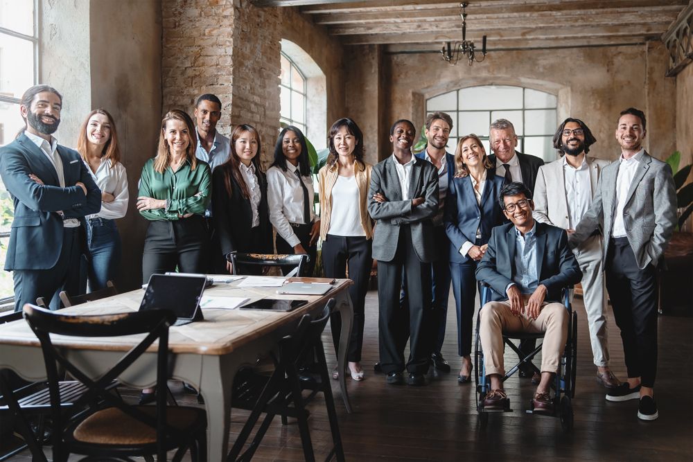 Corporate portrait of a multigenerational team