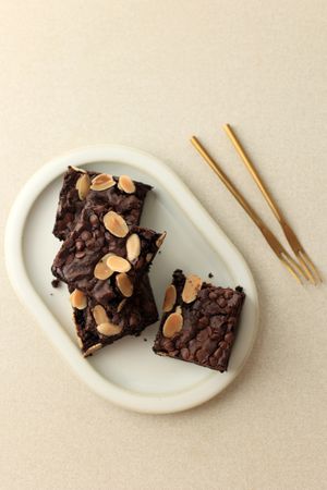 Top View Almond Chocochips Brownies