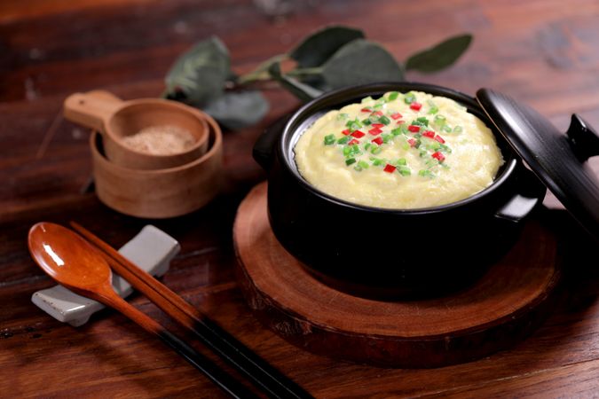 Korean Egg Stew, Korean Healthy Food. Fresh Ingredients.