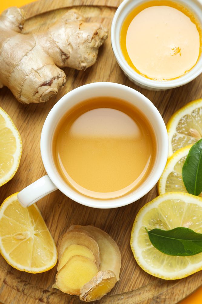 Cold treatment, healthcare concept - tea with ginger