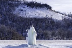 An ice structure in a snowy field in Wisconsin