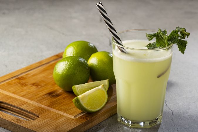 Refreshing lemonade with mint. Lemonade, summer drink.