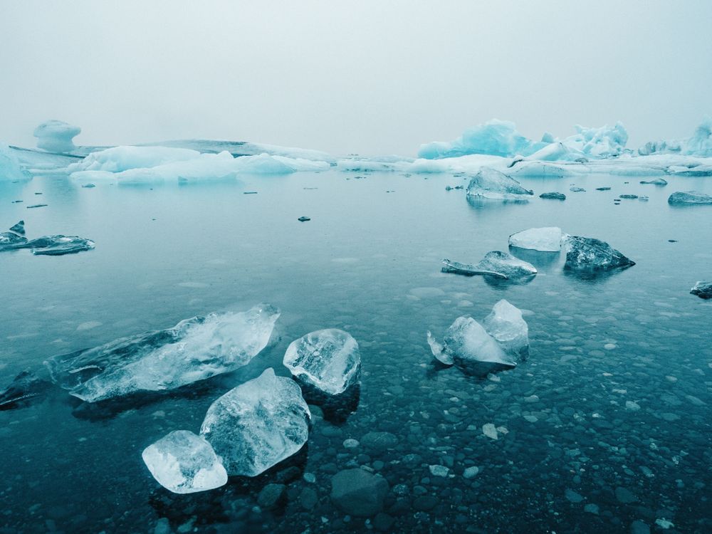 Ice and snow on water