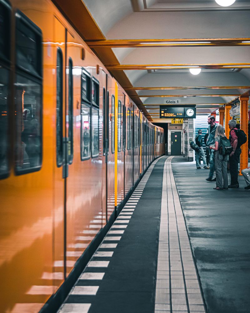 People waiting at  train station
