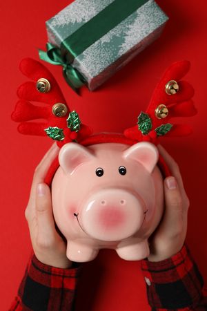 Concept of Christmas finance with piggy bank