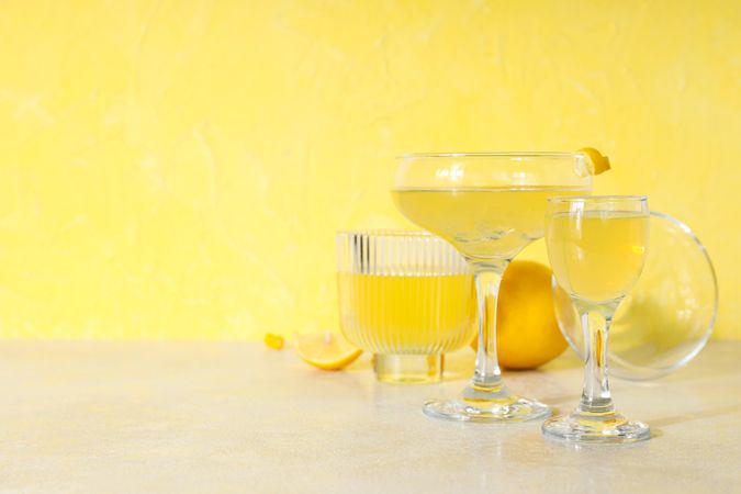 Concept of fresh summer drink - Limoncello cocktail