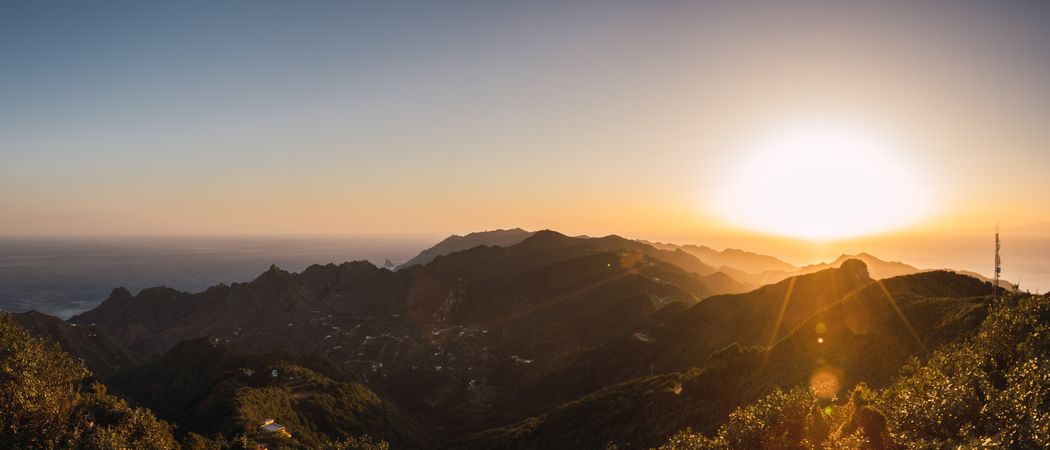Beautiful bright sunset in mountains