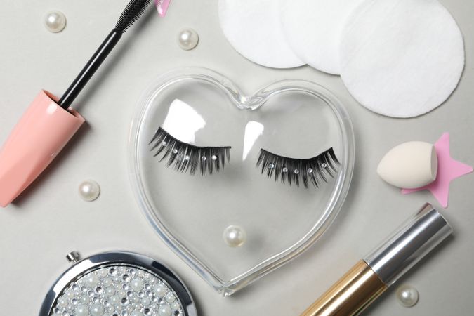 concept of cosmetology tools and beauty treatment, false eyelashes