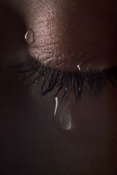 Eye of anonymous person with tears