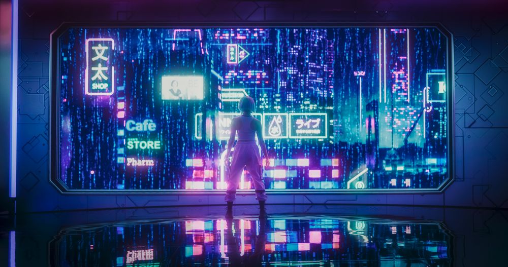 Young Female in a Cyberpunk Augmented Reality