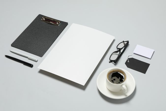 Mockup business brand template on light gray background, space for text