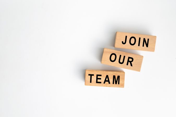 join our team words on wooden blocks isolated