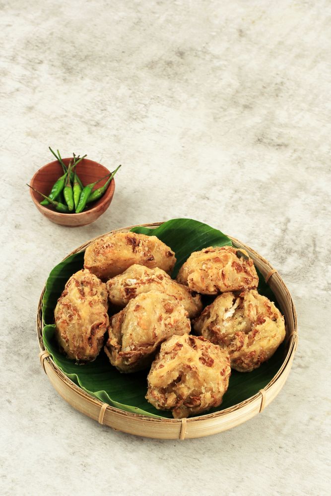 Basket of bala-bala, Indonesian vegetable fritters