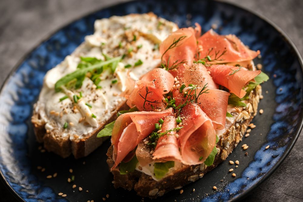 Appetizing fresh bruschetta served on plate