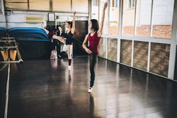 Dancers of ballet training together