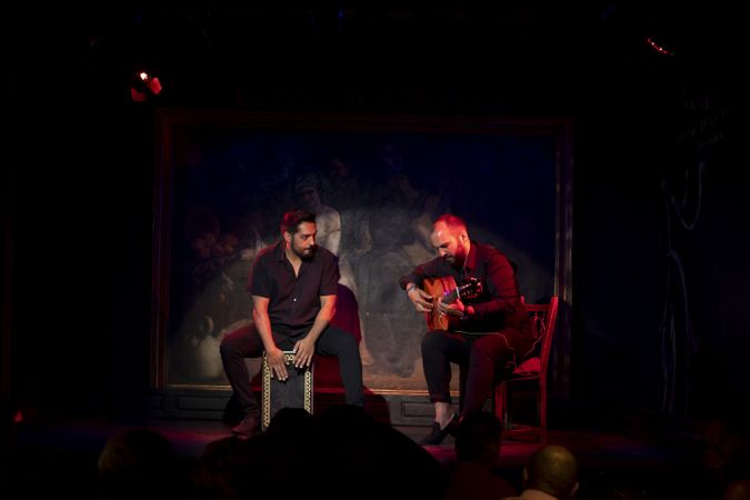 Musicians playing instruments on stage