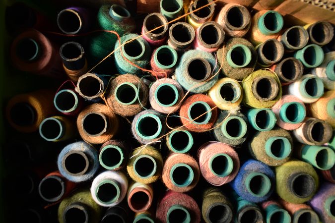 Colorful spools with shadow