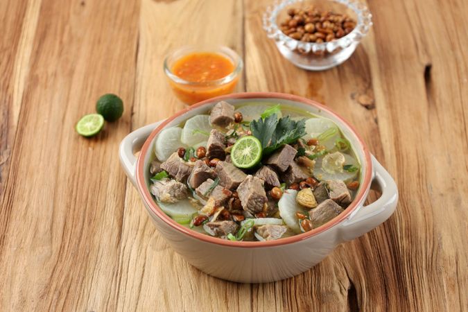Soto Bandung, Traditional Clear Soup from Bandung, West Java, Indonesia.