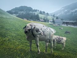 Speckled cow, Rougemont, Switzerland