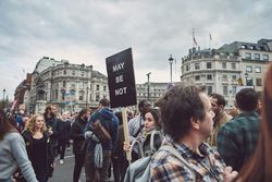 London, England, United Kingdom - March 23rd, 2019: Group of people at Brexit protest in London