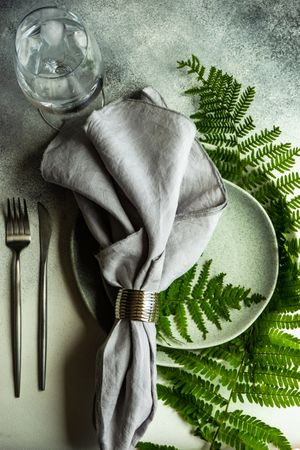 Elegant summer table setting with fern