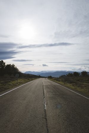 Road in between mountains