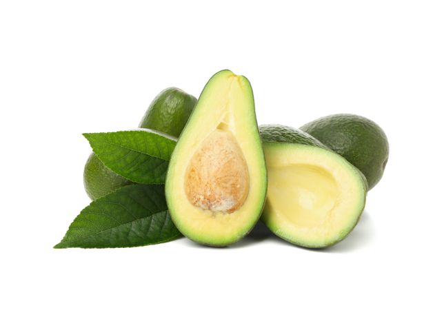 Ripe fresh avocado isolated on plain background