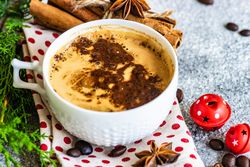 Close up of Christmas cup of coffee